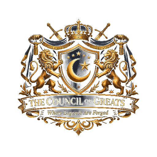 The Council of Greats — heraldic crest with twin lions, crown and crescent